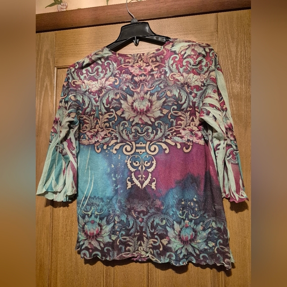 New Directions Women's Multicolor Boho Patterned Top Size 1X - Picture 11 of 14